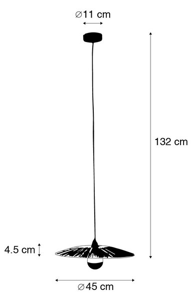 Lantlig hänglampa svart med rep 45 cm - Leia