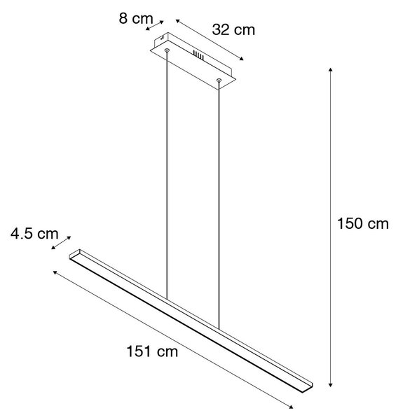 Modern svart hänglampa 150 cm inkl LED - Banda