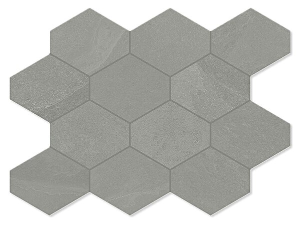Unicomstarker Hexagon Klinker Brazilian Slate Silk Grey Matt 25x34 cm