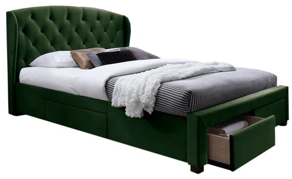 Binta 160x200 cm grön sängram med förvaring