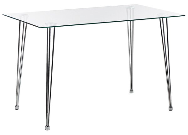 Matbord Silver Härdat Glas Rektangulär 120 x 70 cm 4 personer Modern Design Beliani