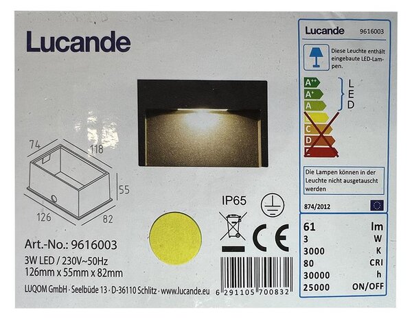 Lucande - LED Inbyggd utomhusbelysning MITJA LED/3W/230V IP65