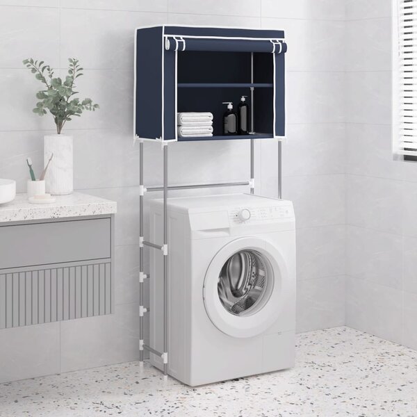 Hylla för tvättmaskin med 2 hyllplan blå 71x29,5x170,5 cm järn