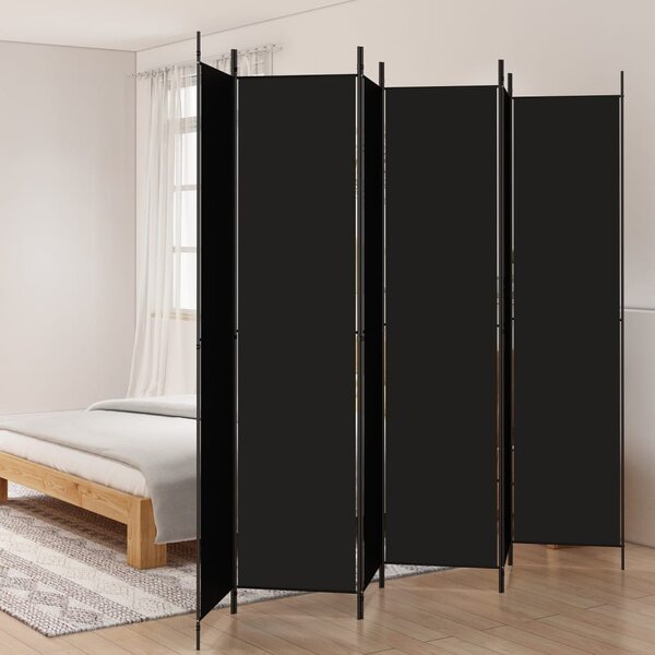 Rumsavdelare 6 paneler svart 300x220 cm tyg