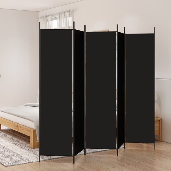 Rumsavdelare 5 paneler svart 250x200 cm tyg