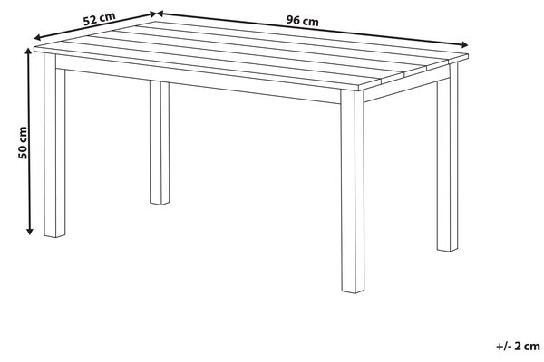 Trädgårdssoffbord Ljus Plast Träskiva 96 x 52 Vit Aluminiumram Beliani