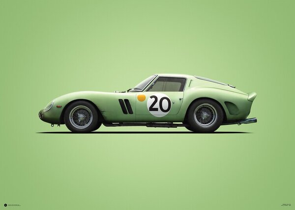 Konsttryck Ferrari 250 GTO - Green - 24h Le Mans - 1962, (70 x 50 cm)