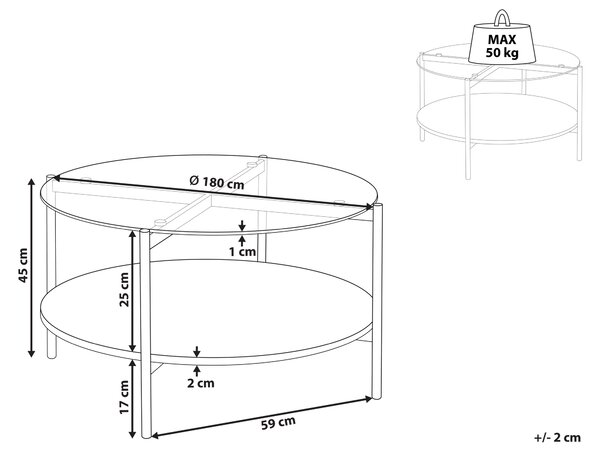 Soffbord Silver med Ljust Trä Glasskiva Rund Metallram Hylla Modern Design Beliani