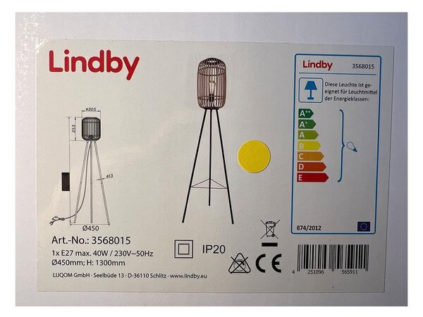 Lindby - Golv lampa MARLY 1xE27/40W/230V