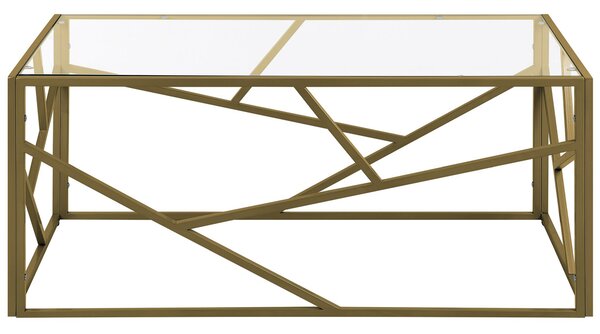 Soffbord Guld Metallram Glasskiva Geometrisk Glam Design Beliani