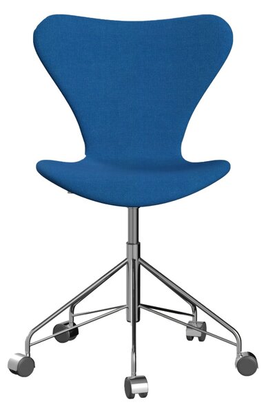 Fritz Hansen - 3117 Sjuan - Helklädd, Tyg, Hallingdal 723 - Kontorsstolar - Arne Jacobsen - Blå