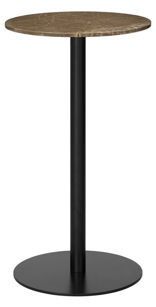 Gubi - Gubi 1.0 Bar Table, Round, Ø60, Black Base, Marble Top - Marrone Emperador - Barbord - Brun - Metall/Sten