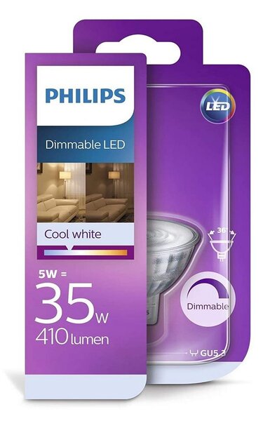 LED Ljusreglerad glödlampa Philips GU5,3/5W/12V 4000K