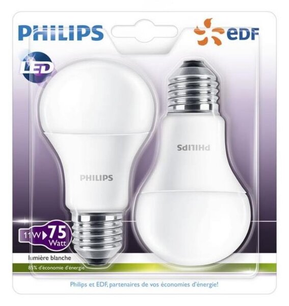 KIT 2x LED glödlampa Philips A60 E27/11W/230V 2700K