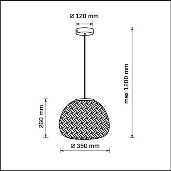 Ljuskrona med textilsladd ZANZIBAR 1xE27/20W/230V diameter 35 cm bambu