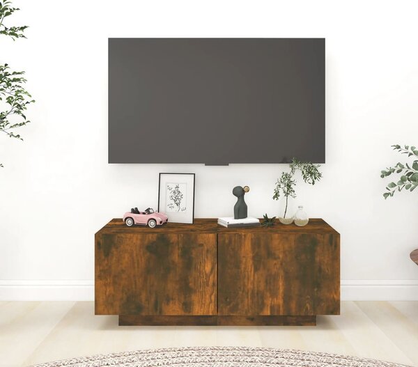 Tv-bänk rökfärgad ek 100x35x40 cm konstruerat trä