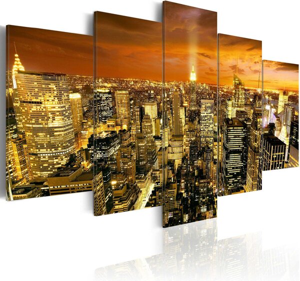 Canvas Tavla - New York: amber - 100x50