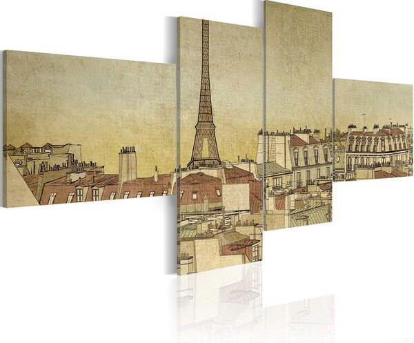 Canvas Tavla - Parisian chic in retro style - 100x45