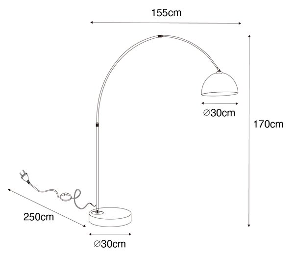 Modern båglampa svart med rökglas - Arc