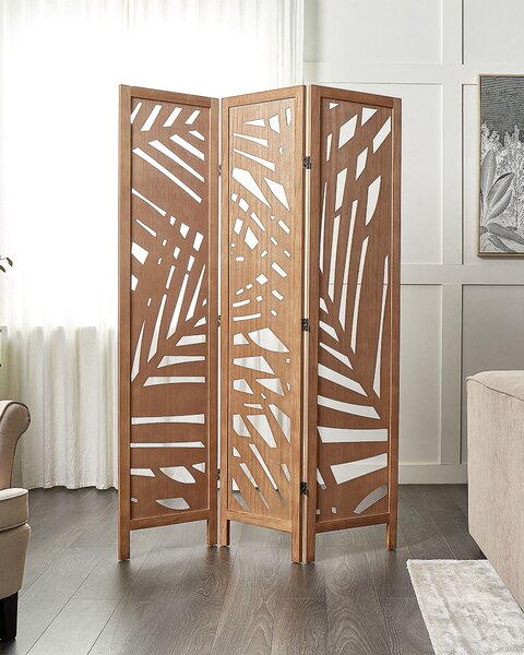 Rumsavdelare Naturligt Paulownia Trä MDF 3 Paneler Fällbar Dekorativ Skärm Partition Vardagsrum Sovrum Modern Design Beliani