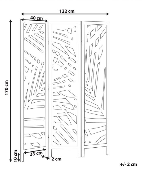 Rumsavdelare Naturligt Paulownia Trä MDF 3 Paneler Fällbar Dekorativ Skärm Partition Vardagsrum Sovrum Modern Design Beliani