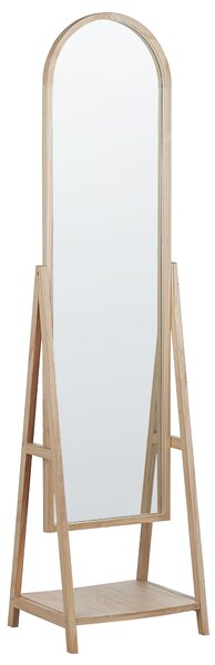 Stående Spegel Ljus Träram 43 x 170 cm med Hylla Modern Design Inramad Helkropp Beliani