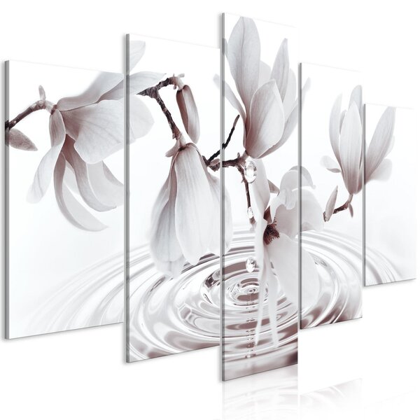 Tavla - Magnolias over Water (5 Parts) Wide Grey - 100x50