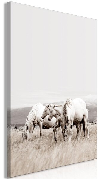 Tavla - White Horses (1 Part) Vertical - 80x120