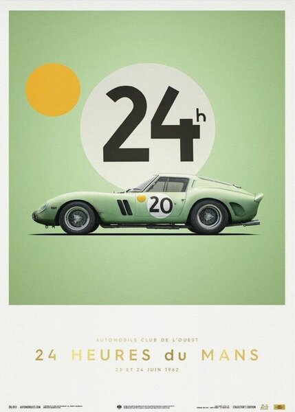 Konsttryck Ferrari 250 GTO - Green - 24h Le Mans - 1962 - Collector's Edition