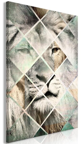 Canvas Tavla - Lion on the Chessboard Vertical - 40x60
