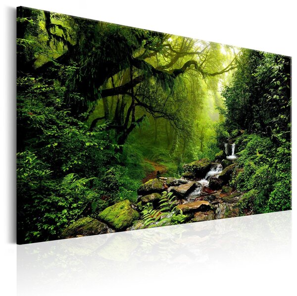 Canvas Tavla - Waterfall in the Forest - 120x80
