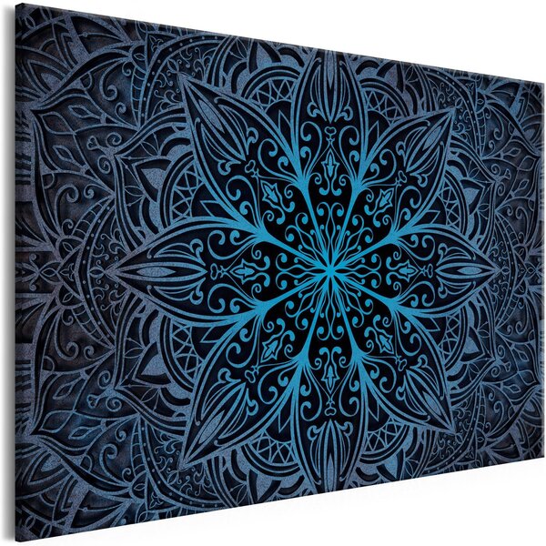 Canvas Tavla - Oriental Flowers Narrow Blue - 120x80