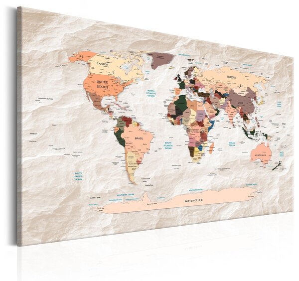 Canvas Tavla - World Map: Stony Oceans - 60x40