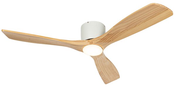 Takfläkt vit med trä 131,5 cm inkl. LED dimbar med fjärrkontroll - Jerri