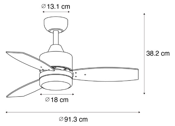 Takfläkt vit inkl LED med fjärrkontroll IP44 - Toledo