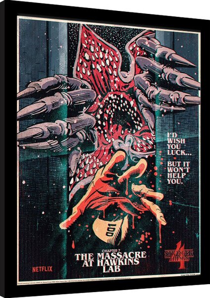 Inramad poster Stranger Things 4 - The Massacre At Hawkins Lab