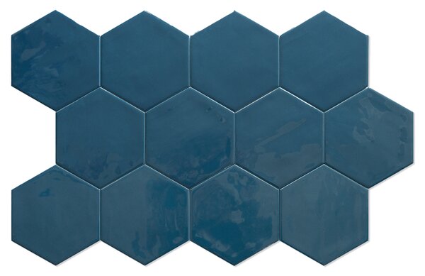 Hexagon Kakel Lume Mörkblå Blank 14x16 cm