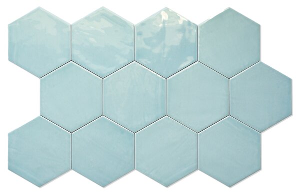 Hexagon Kakel Lume Ljusblå Blank 14x16 cm