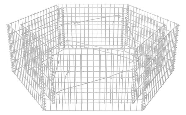 Hexagonal planteringsgabion upphöjd 160x140x50 cm - Silver