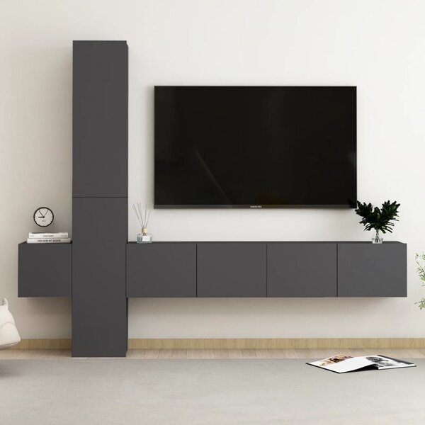 TV-skåp 5 delar grå konstruerat trä