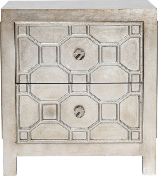 KARE DESIGN Alhambra sängbord - silver, med 2 lådor