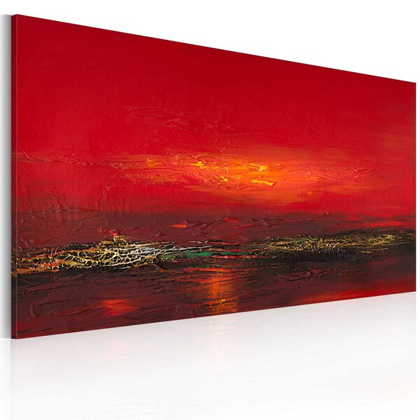 ARTGEIST Röd solnedgång över havet bild - mångfärgad duk / akrylfärger