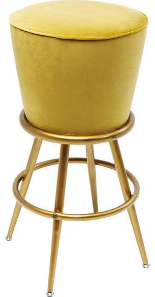 KARE DESIGN Lady Rock barstol - gult tyg / PU med stålben, med fotstöd, rund