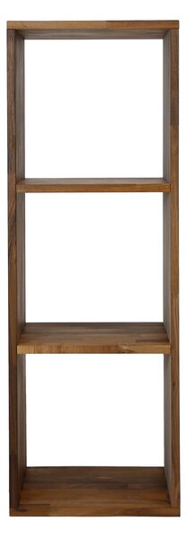 NOCNOI Puzzle rektangulär bokhylla, med 3 fack - solid oljad valnöt, för vägg / golv