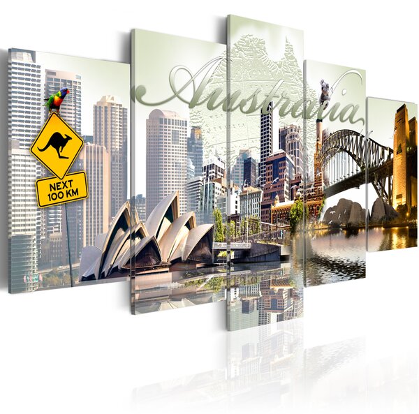 ARTGEIST Welcome to Australia! - Bild på Sydney Opera House tryckt på duk - Flera storlekar 100x50