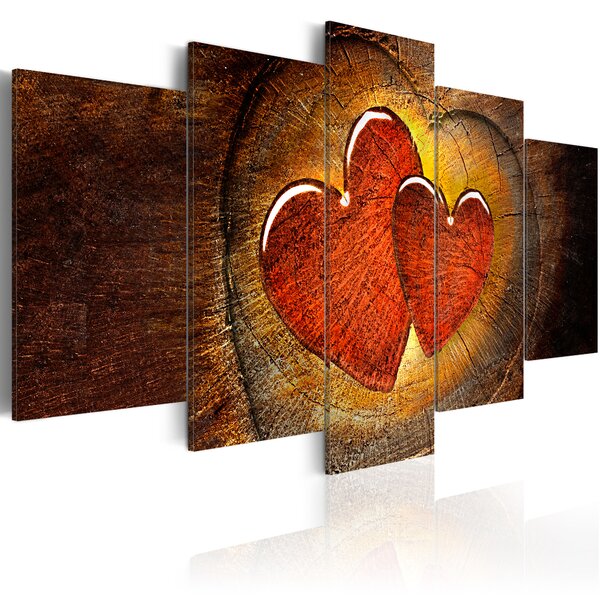 ARTGEIST Beating of your heart - Rustik bild av två hjärtan tryckt på duk - Flera storlekar 200x100