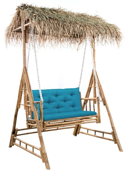 2-sits hammock med palmblad och dyna bambu 202 cm