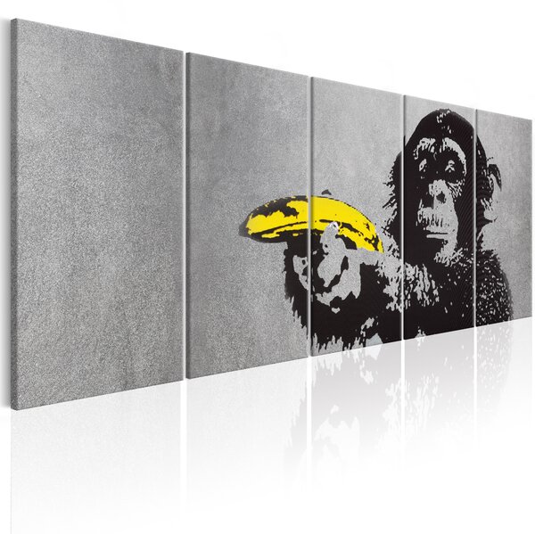 ARTGEIST bild tryckt på duk - Monkey and Banana, 5-delad - Flera storlekar 200x80