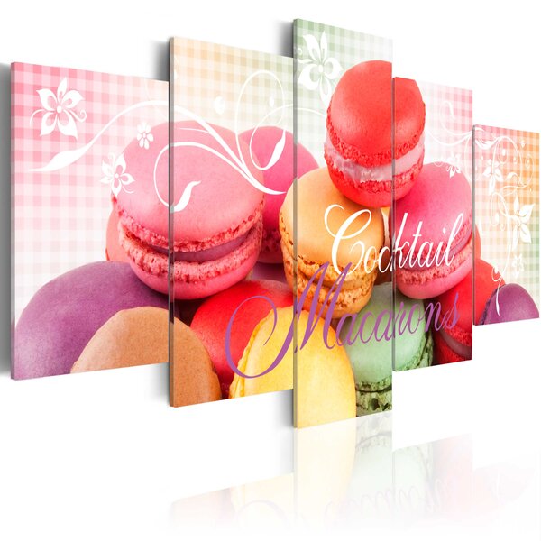 ARTGEIST bild tryckt på duk - Sweet macarons, 5 delar - Flera storlekar 100x50