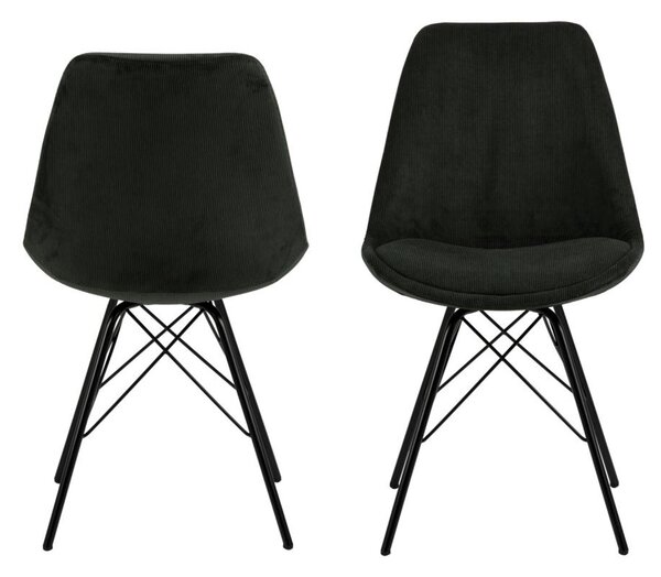 ACT NORDIC Eris matbordsstol - mörkgrönt tyg och svart metall